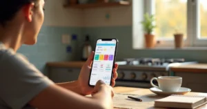 Pessoa brasileira consultando app de finanças pessoais com open finance no celular